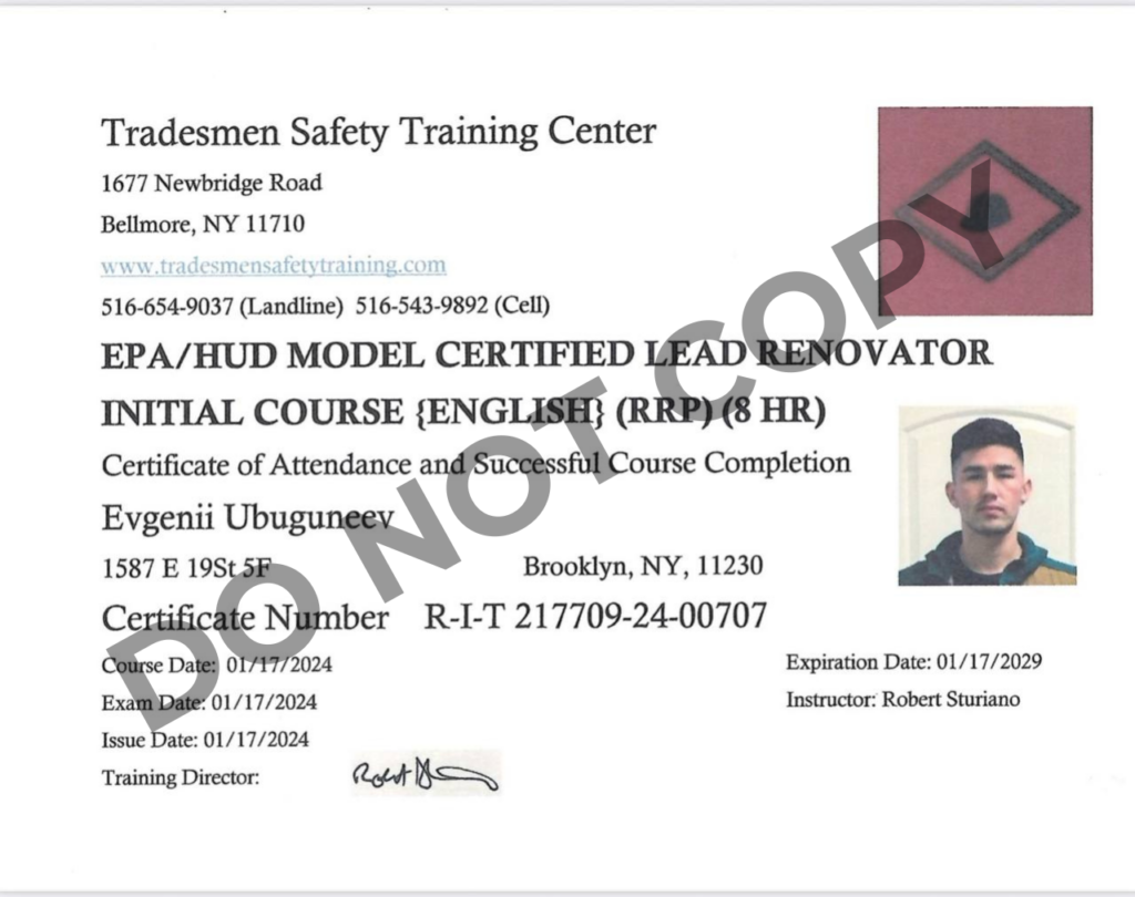 Tradesman Safety Training Center Certification for Top Iconic Contractors, confirming adherence to safety standards for renovation and remodeling projects