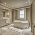 Bathroom remodeling in Brooklyn with a skylight, white tiles, and minimalist design for a bright, open feel