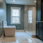 Brooklyn bathroom remodel with classic subway tiles, floating vanity, and ambient lighting, blending style with functionality