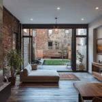 Open-concept layout created during a home renovation in Brooklyn, blending the kitchen and dining area for a spacious, inviting look