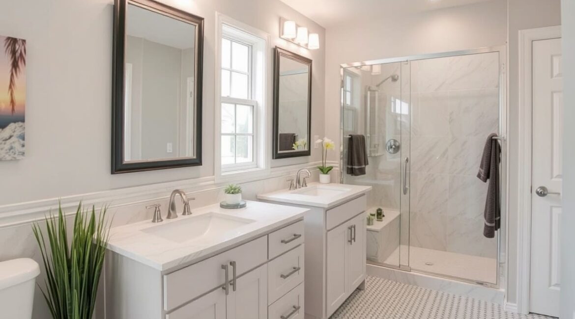 Bathroom remodeling guide with a focus on design, materials, and cost efficiency.